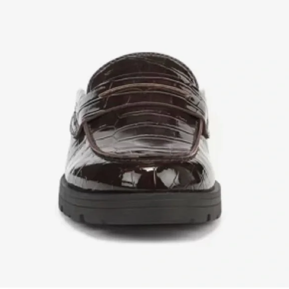 Dark Brown Croc-Embossed Loafers NWOT - Picture 2 of 8